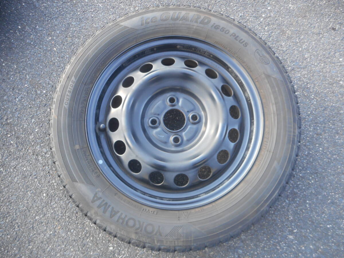 トヨタ 純正 スチールホイール 鉄チン 5J 15インチ+39 PCD100-4穴 WM 175/65R15 YOKOHAMA ice GUARD iG50 17年 5~6分山スタッドレス1本(2拍卖
