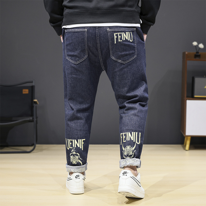 デニムパンツ 微ストレッチ入り 刺繍 メンズ*新品 ジーンズ Gパン ボトムス 春秋冬 イージーパンツ【9870】【3XL-8XL選択】拍卖