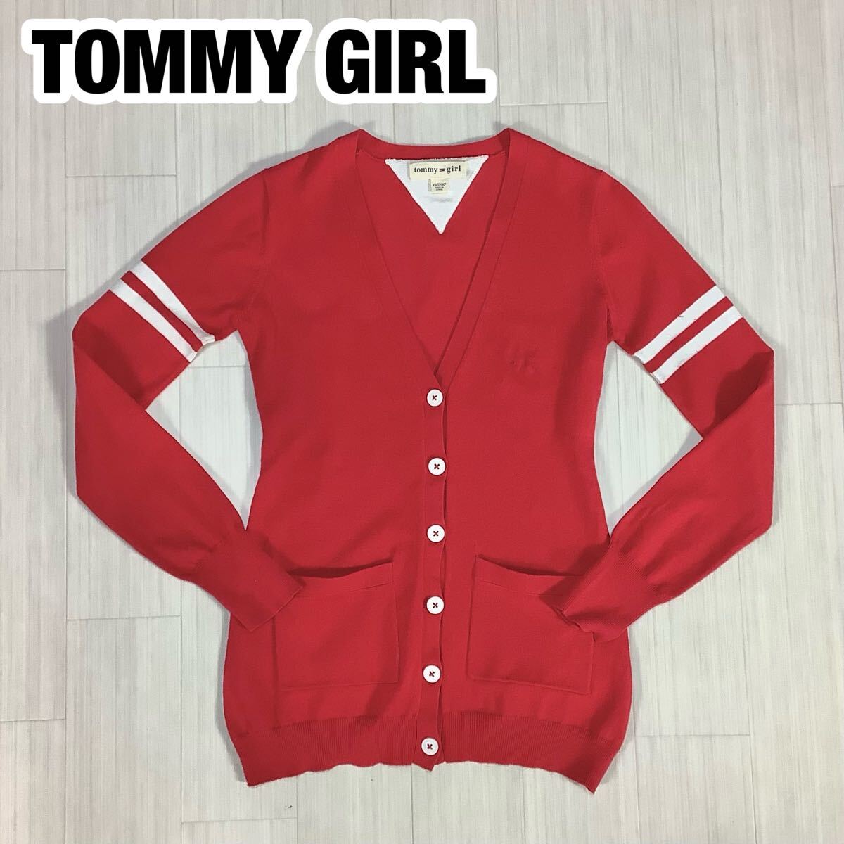TOMMY GIRL トミーガール ニットカーディガン XS レッド拍卖