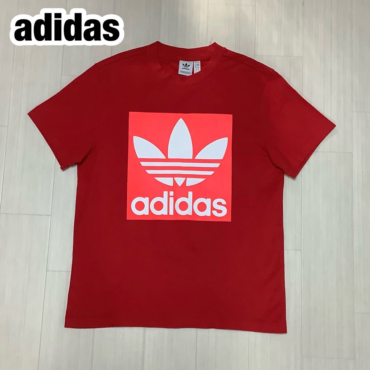 adidas アディダス 半袖Tシャツ M レッド ビッグプリント拍卖