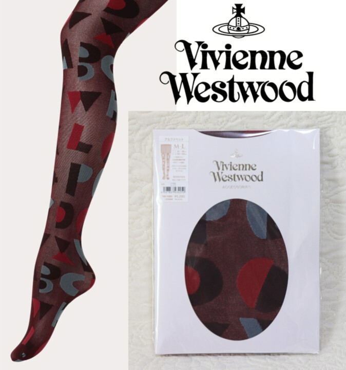 新品未開封【Vivienne Westwood ヴィヴィアンウエストウッド】ALPHABET PRINT ストッキング M-L v6260拍卖