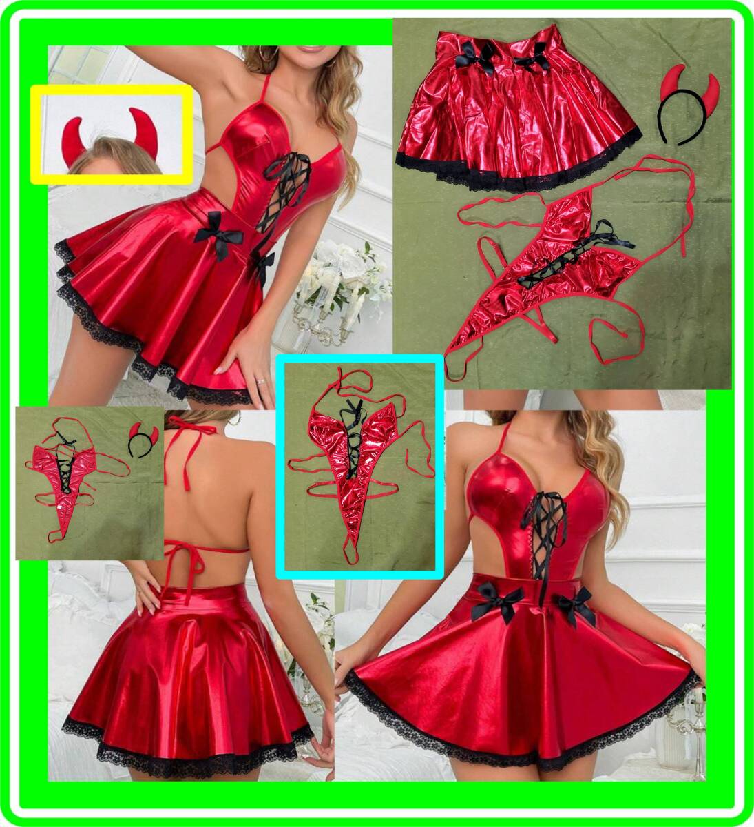 ★超素敵★ハロウィン風★コスチュームセット★ボディスーツ&ミニスカ★光沢★レッド★テディ★ハイレグデザイン★ミニスカート★P89S拍卖