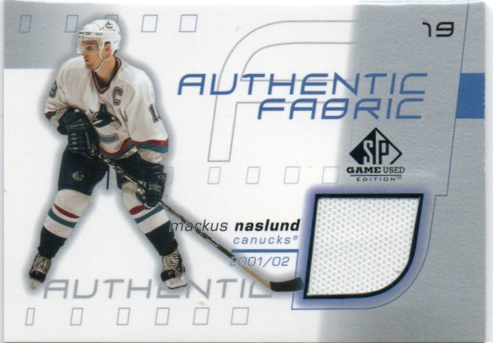 NHL MARKUS NASLUND 2001-2002 UD SP AUTHENTIC FABRIC HOCKEY JERSEY拍卖