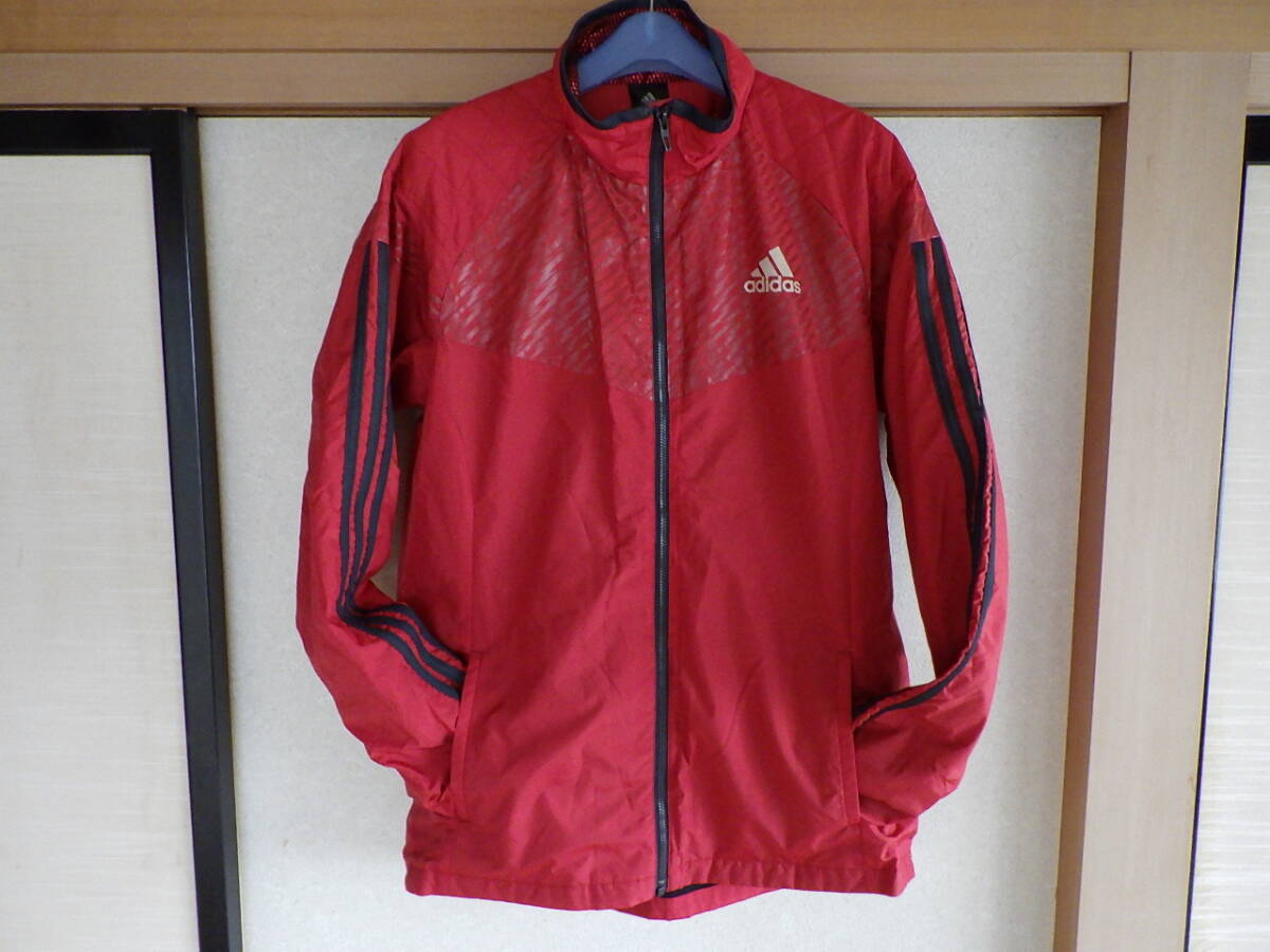 中古品 adidas climaproof 蓄熱裏地 ウインドブレーカー ジャケット M 赤拍卖