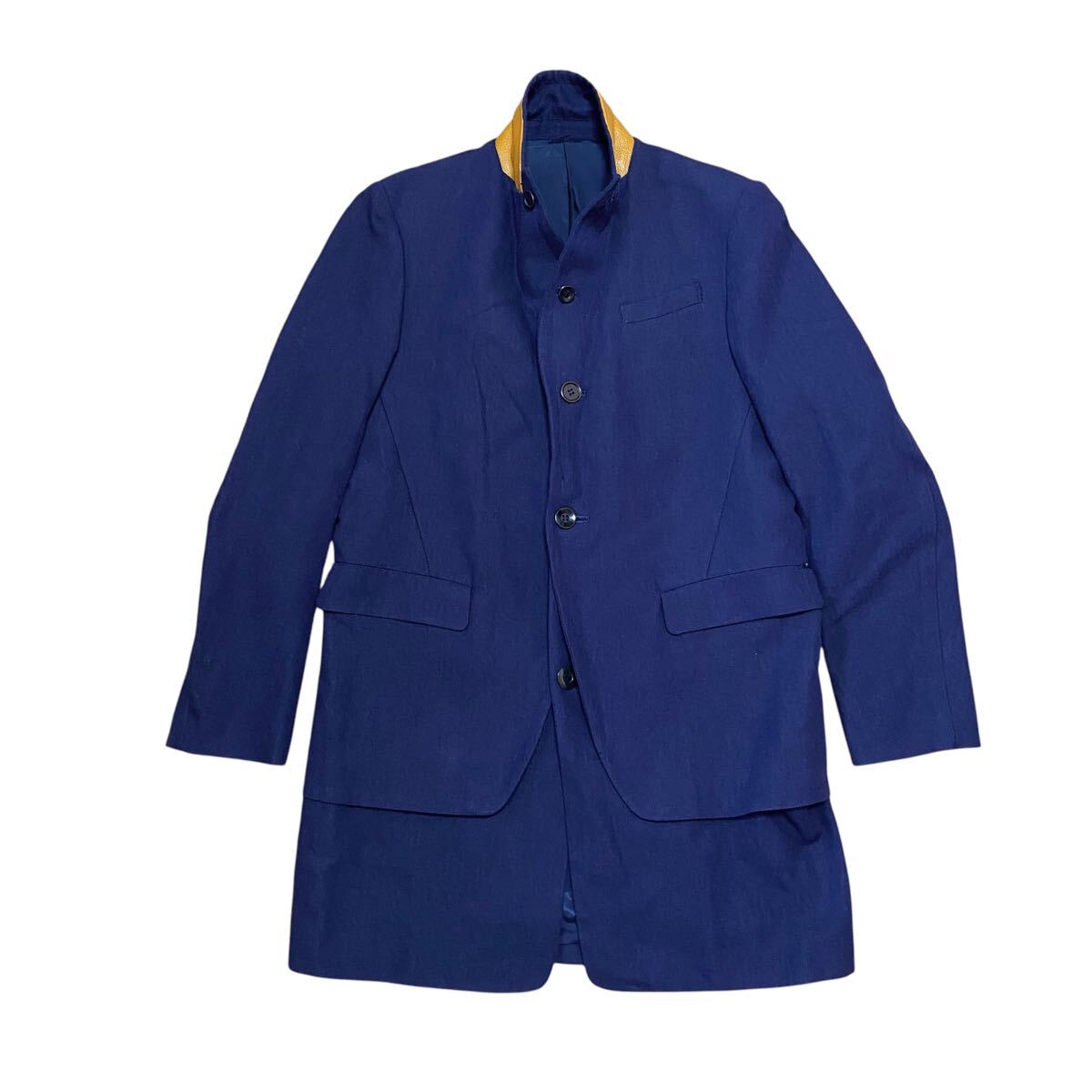 【アンダーカバー UNDERCOVERISM 14AW レイヤード チェスターコート ネイビー メンズ1 襟裏レザー N4105 JUN TAKAHASHI artscabut期 5685】拍卖