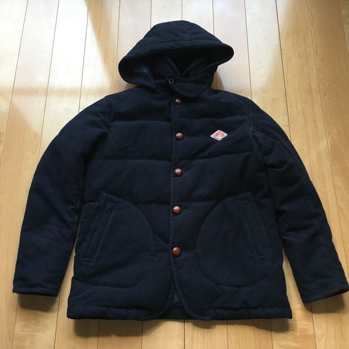 ダントン×ビームス 別注ダウンジャケット 594-6-15 メンズ 36 ネイビー 牛革拍卖