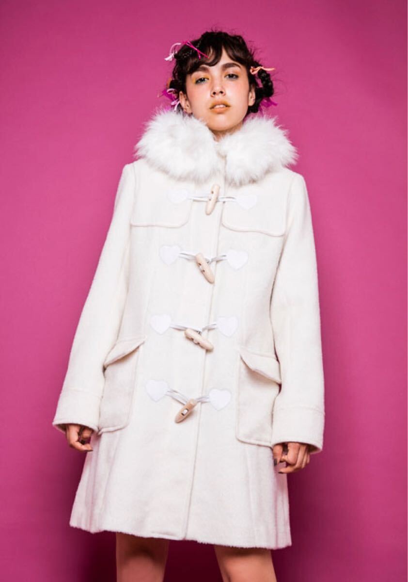 未使用●キャンディストリッパー Candy Stripper ファー ダッフル コート/オフホワイト/Aライン/フード/ブランド/レディース/上着★2570-4拍卖