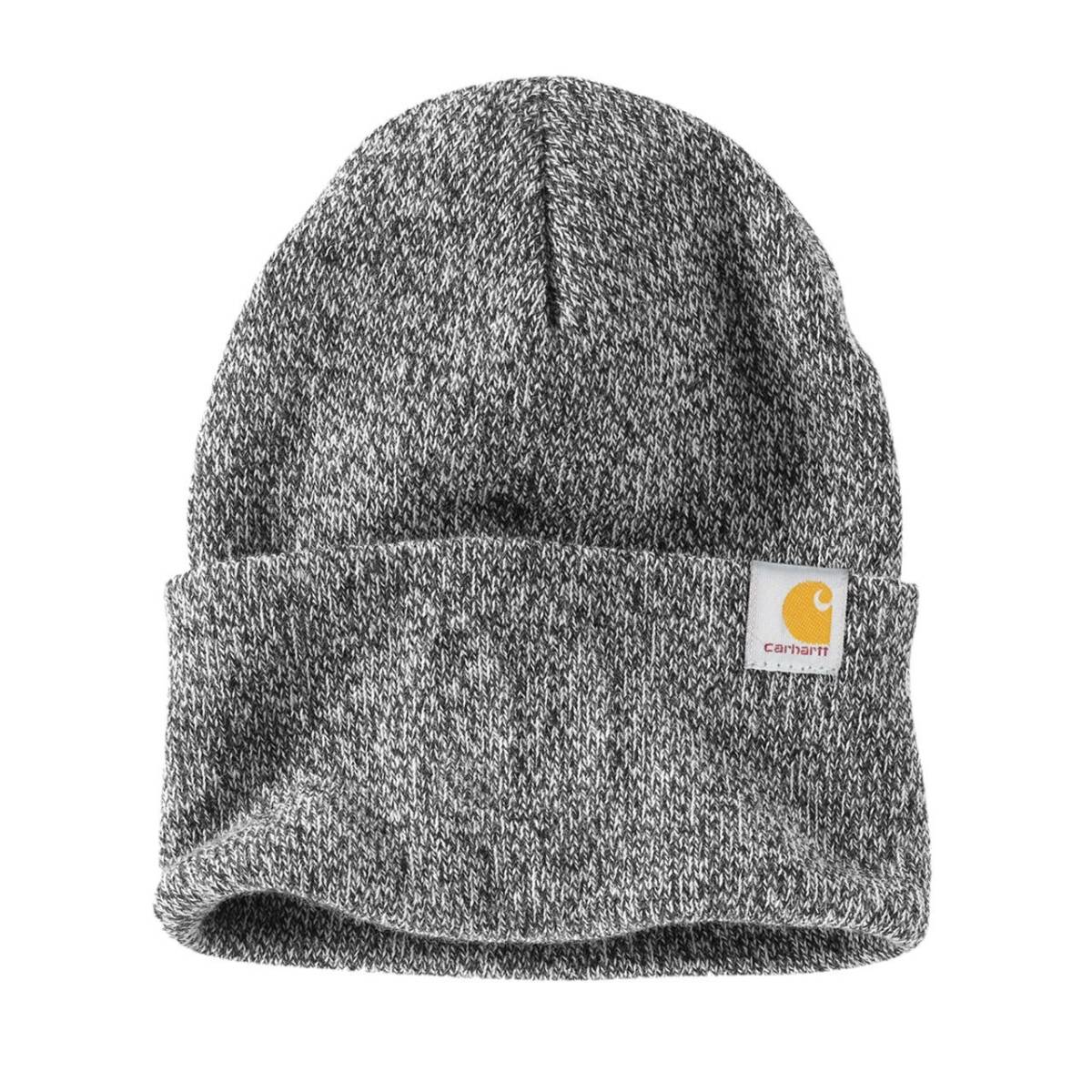 カーハート 帽子 ニット帽 ビーニー リブ付き リブビーニー CT104597 ブラック×ホワイト ワンサイズ Carhartt KNIT CUFFED BEANIE 新品拍卖