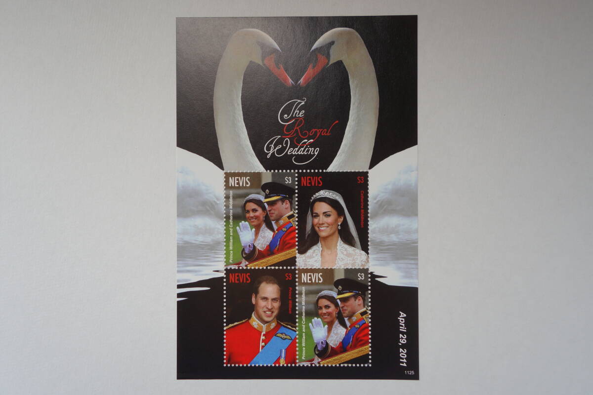 外国切手: ネイビス切手 「ロイヤルウエディング・ウィリアム王子御成婚」4種m/s 未使用拍卖