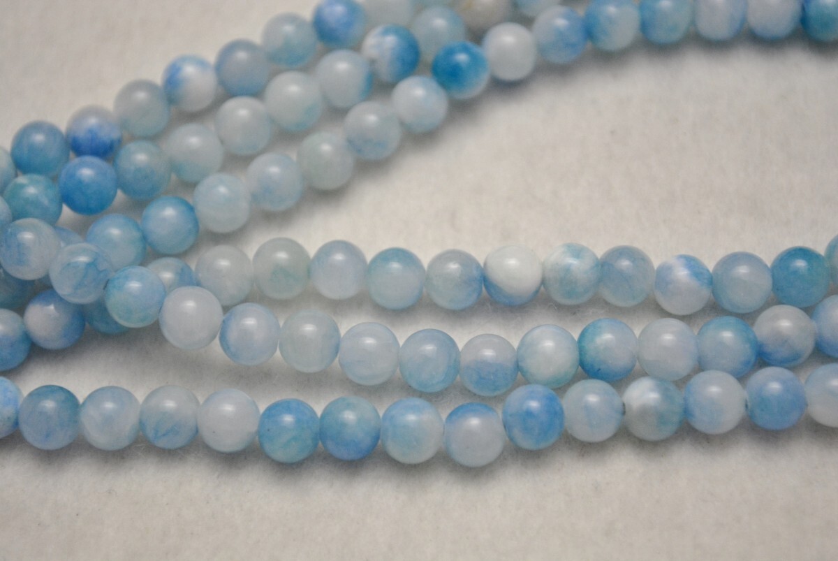 キャンディジェイド ラウンド 水色 6mm ブレスレット ビーズクラブ拍卖