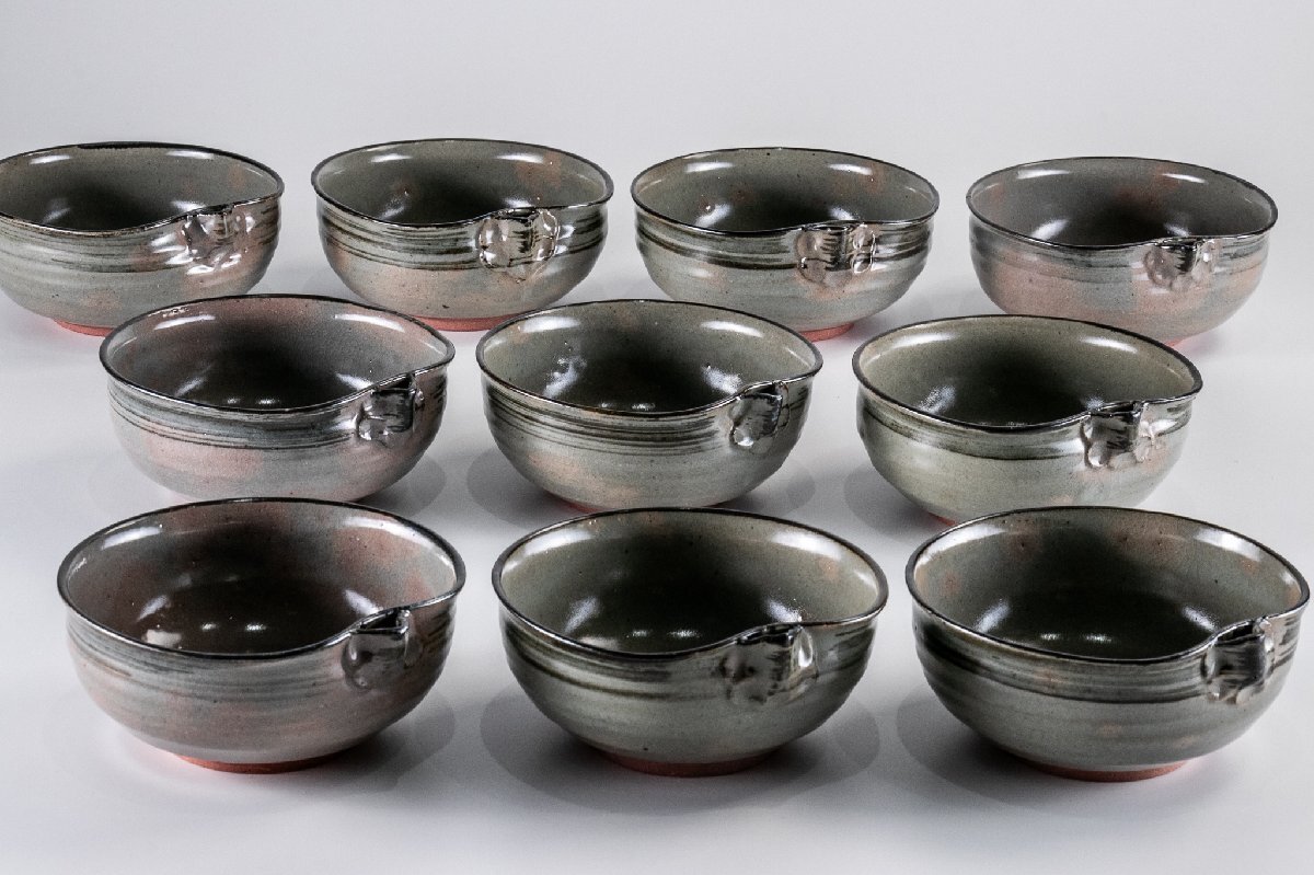 【うつわ】 宮川香雲 絵唐津片口 向付 10客 共箱 E184 古美術 骨董 古玩 唐物 陶芸 日本料理 懐石 料亭 茶道具拍卖