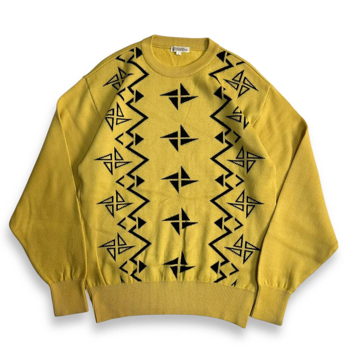 【DUNLOP CONTINENTAL】VINTAGE 90s レトロ クルーネックニット オールド ビンテージ 古着 総柄 ダンロップ拍卖