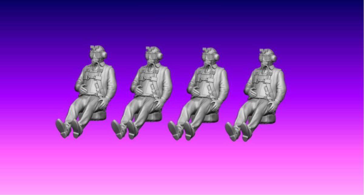 1/48 レジンキット 未塗装 WWⅡ イギリス軍 パイロット 兵士フィギュア 4体 座リ姿【同梱可能】拍卖