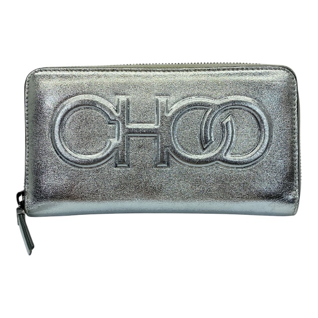 ジミーチュウ JIMMY CHOO 財布 長財布 ベッティーナ ロングウォレット ラウンドファスナー ジップウォレット ロゴ レザー シルバー拍卖