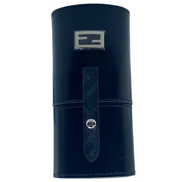 FENDI フェンディ 7AS032 グルーミング ネイルケアセット ハサミ ピンセット 爪やすり 爪切り FFロゴケース付 レザー ブラック拍卖