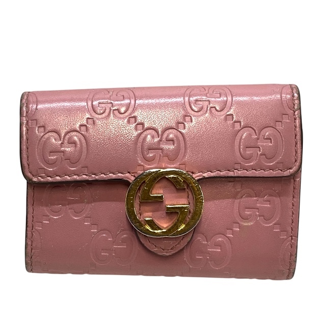 GUCCI グッチ グッチシマ 6連 キーケース キーフック インターロッキングG レザー ピンク拍卖