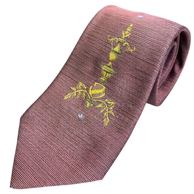 Dominique France ドミニック・フランス ネクタイ アクセサリー 刺繍 小物 総柄 シルク パープル系拍卖