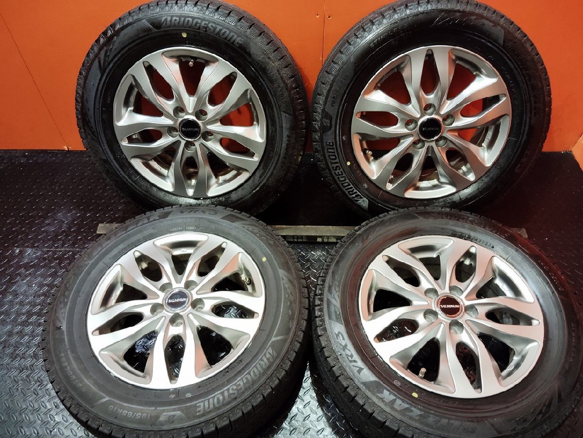 走行短め【BS BLIZZAK VRX3 195/65R15】スタッドレス【BALMINUM 社外ホイール 15インチ 6J5HPCD100+43】22年製 プリウス等 (VTI116)拍卖