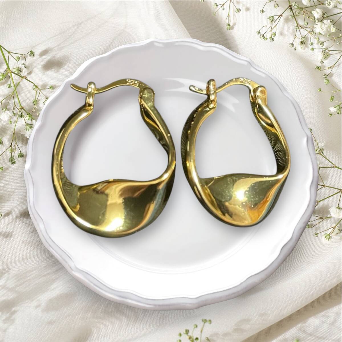 高級! s925 k18コート イエローゴールド ピアス拍卖