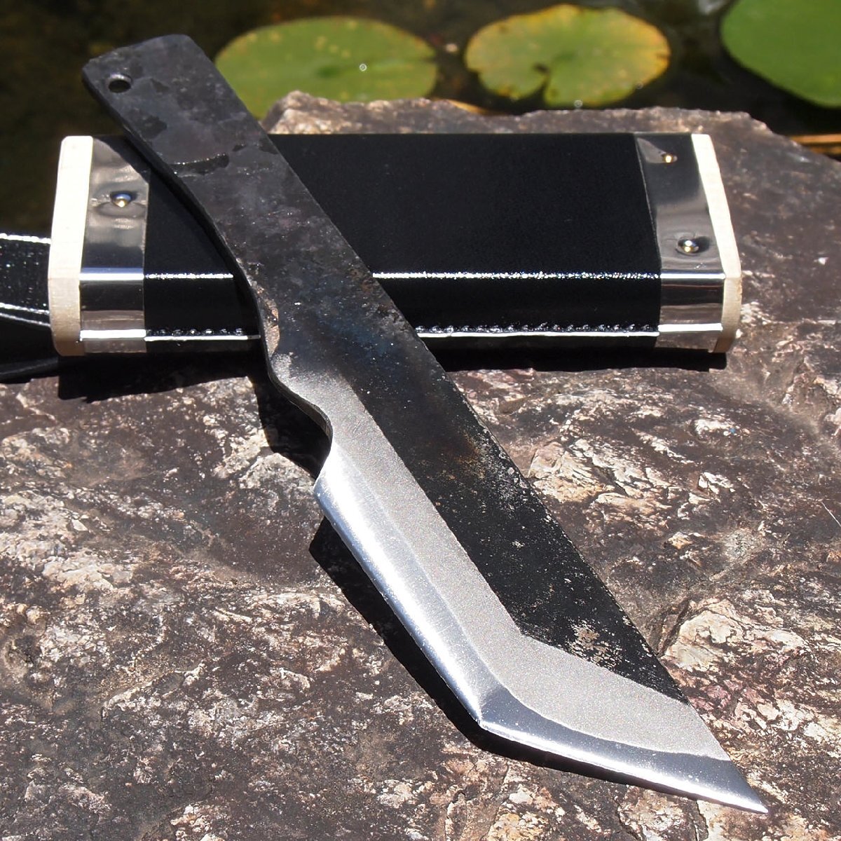 アウトドアナイフ ナガサ型ミニナイフ 両刃 青紙 刃長9cm フルタング シースナイフ キャンプ 日本製 土佐打刃物拍卖