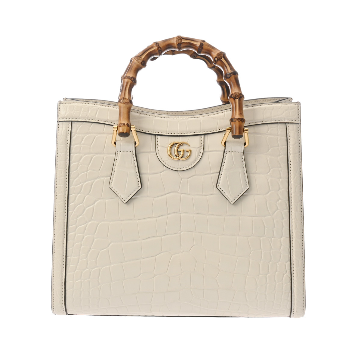 GUCCI グッチ ダイアナ スモール トートバッグ 2WAY アイボリー 688045 レディース クロコダイル バンブー ハンドバッグ 新同 中古 銀蔵拍卖
