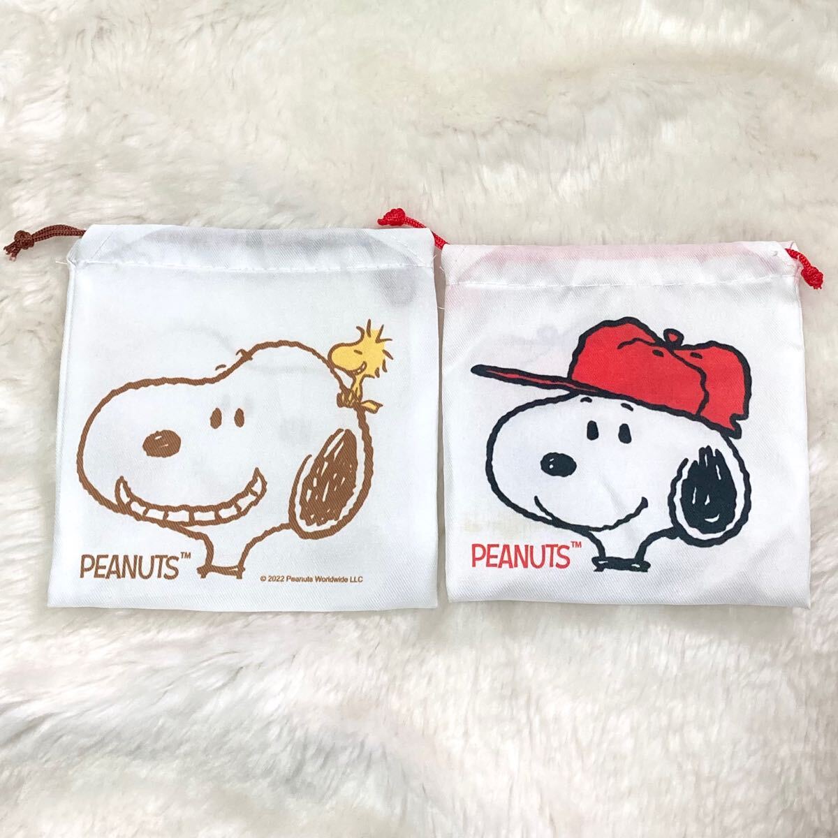 スヌーピー 新品! 巾着 巾着袋 コップ入れ 2枚セット 幼稚園 保育園 SNOOPY拍卖