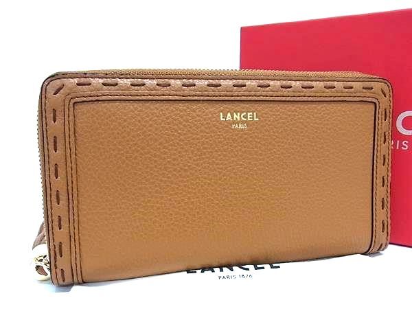 ■極美品■ LANCEL ランセル レザー タッセル ラウンドファスナー 長財布 ウォレット 札入れ 小銭入れ レディース ブラウン系 FJ1325拍卖