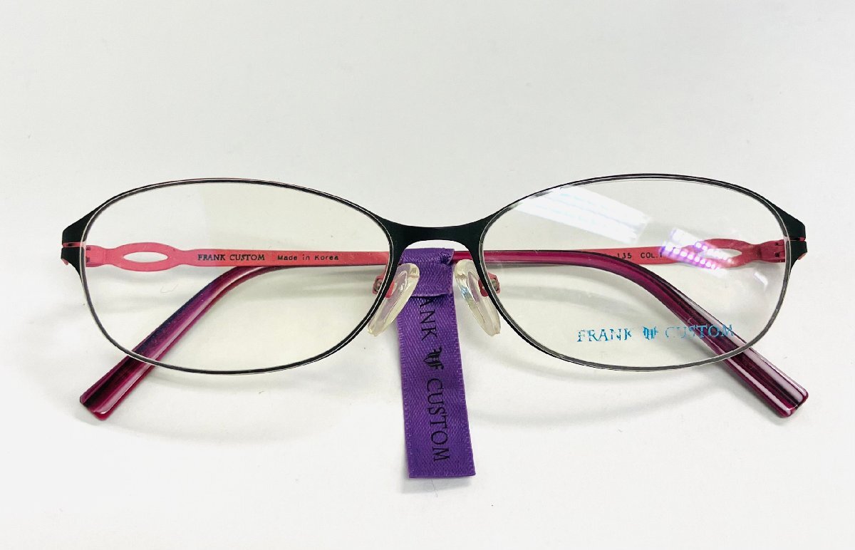 qoo.Z7W04 FRANK CUSTOM フランクカスタム メガネ FC5051 52□15-135 フレームのみ 黒×ピンク 拍卖