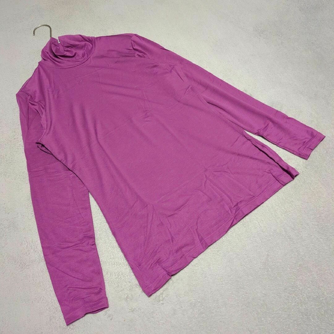 【UNIQLO】ユニクロ(L)新品 ヒートテック タートルネック 無地 パープル トップス拍卖