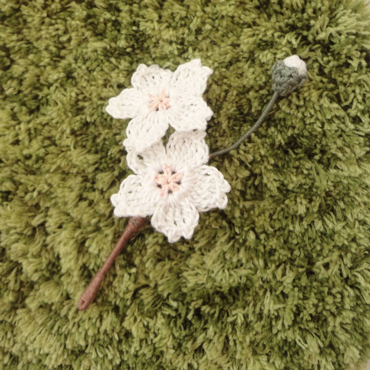 桜のブローチ*コサージュ*ワイヤー*レース編み*WH*ハンドメイド*b718拍卖