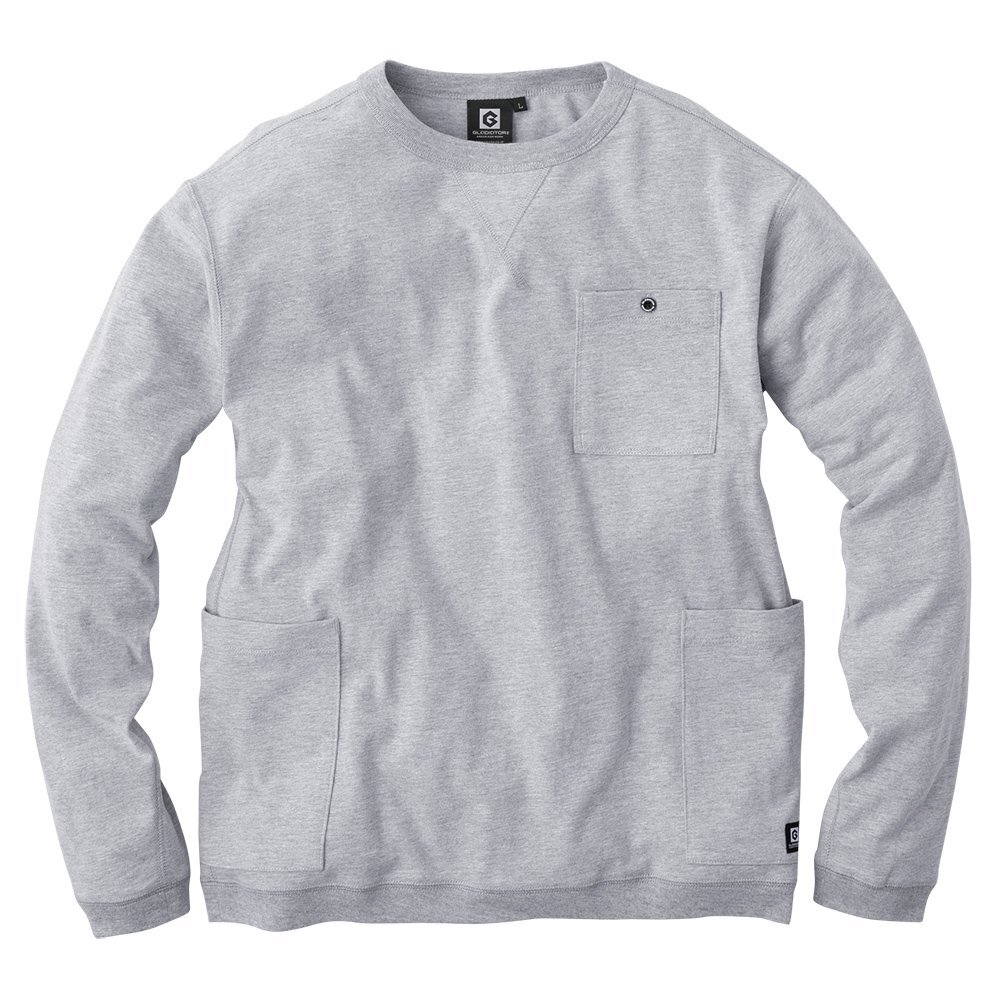 【3~4日以内発送】長袖 Tシャツ 5つのポケット (モクグレー(ヘザーグレー)/M) ジャケット対応 ロンT 丸首 ビジネス カジュアル オフィス拍卖