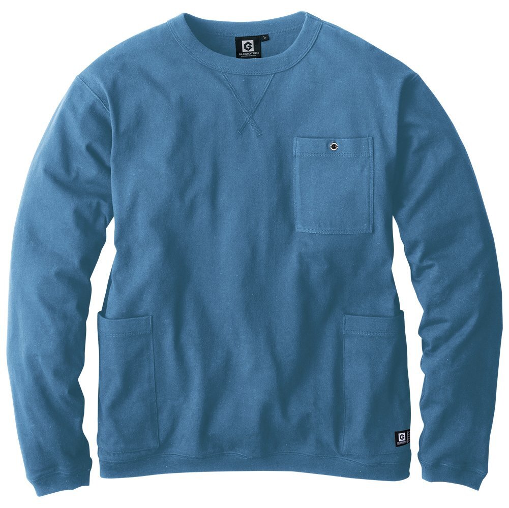 【3~4日以内発送】長袖 Tシャツ 5つのポケット (サーフブルー/SS) ジャケット対応 ロンT 丸首 ビジネス カジュアル オフィス メンズ拍卖