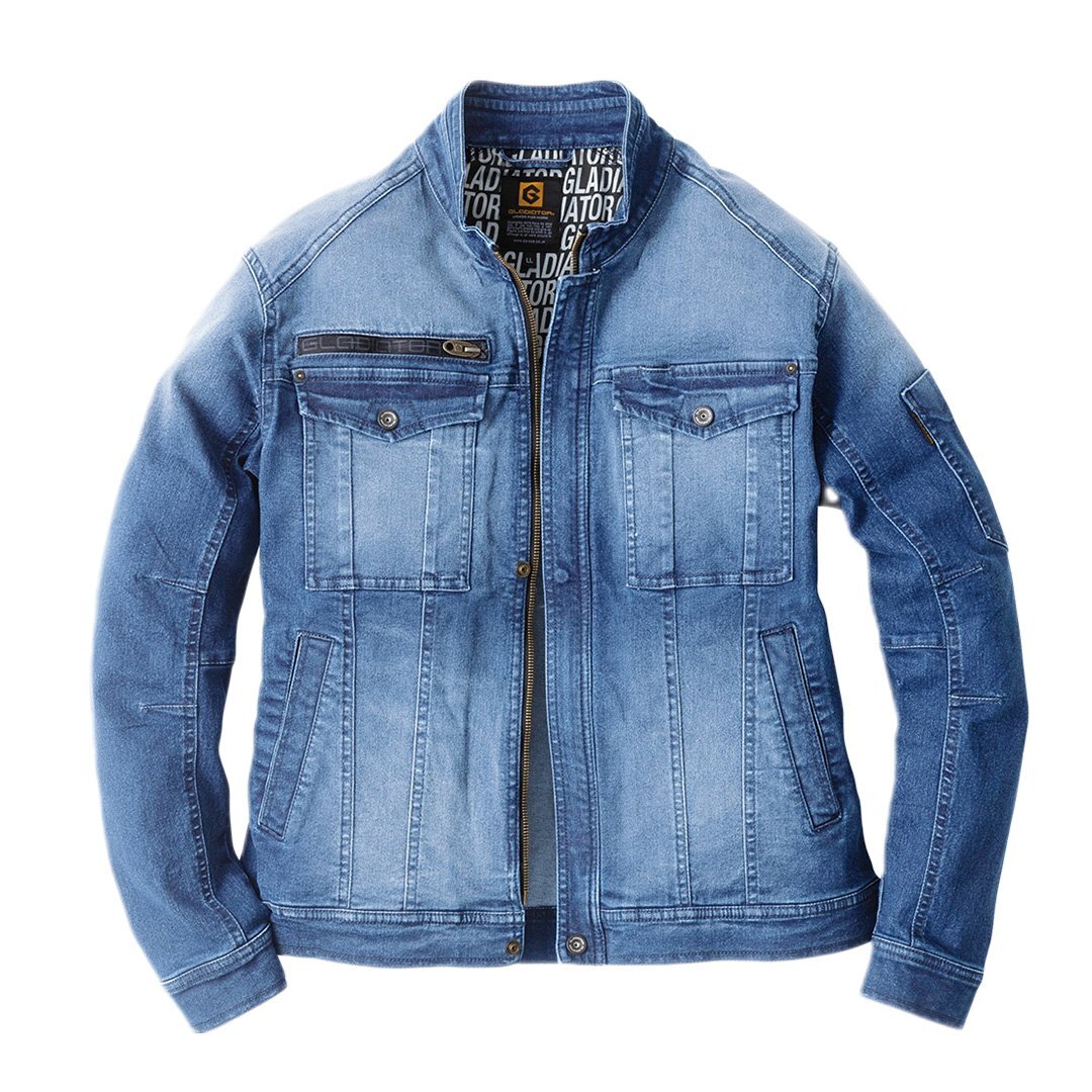 【3~4日以内発送】ストレッチ デニムジャケット 作業着 (ライトインディゴ/3L) ジャンパー 長袖ジャケット 作業服 ワークウェア拍卖