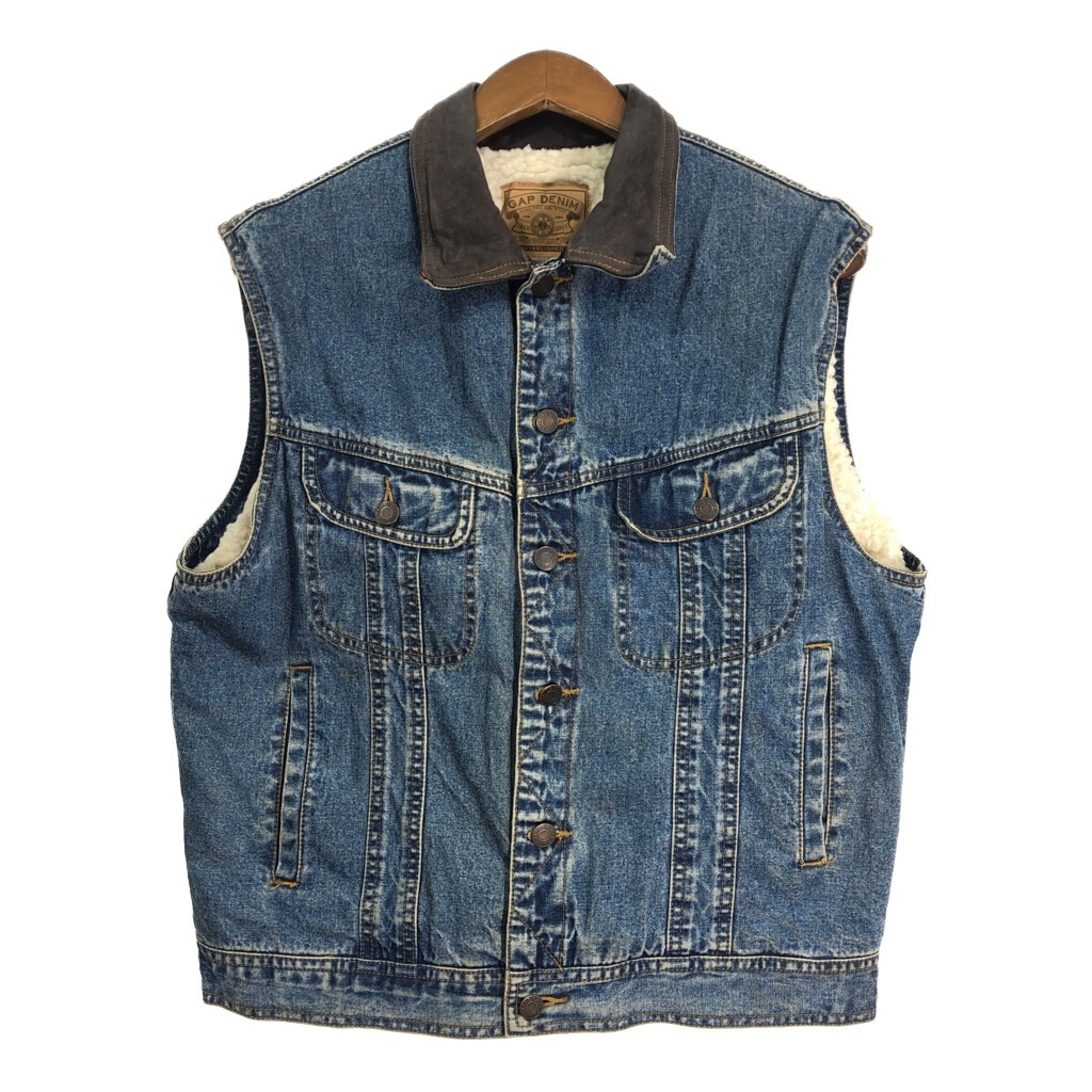 90年代 GAP DENIM ギャップ デニムボアベスト オールドギャップ ブルー (メンズ S) 中古 古着 S8422拍卖