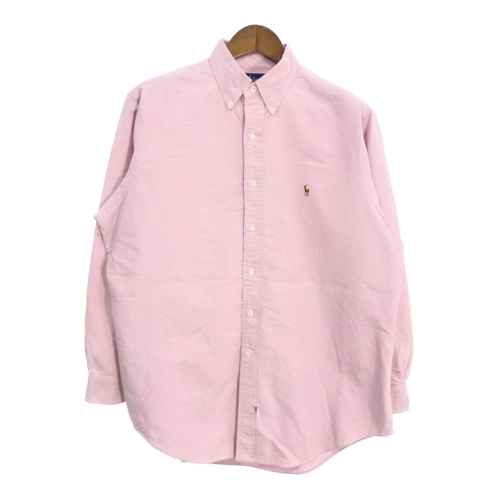 90年代 RALPH LAUREN ラルフローレン ボタンダウン 長袖シャツ ピンク (メンズ 16 1/2) 中古 古着 S9256拍卖