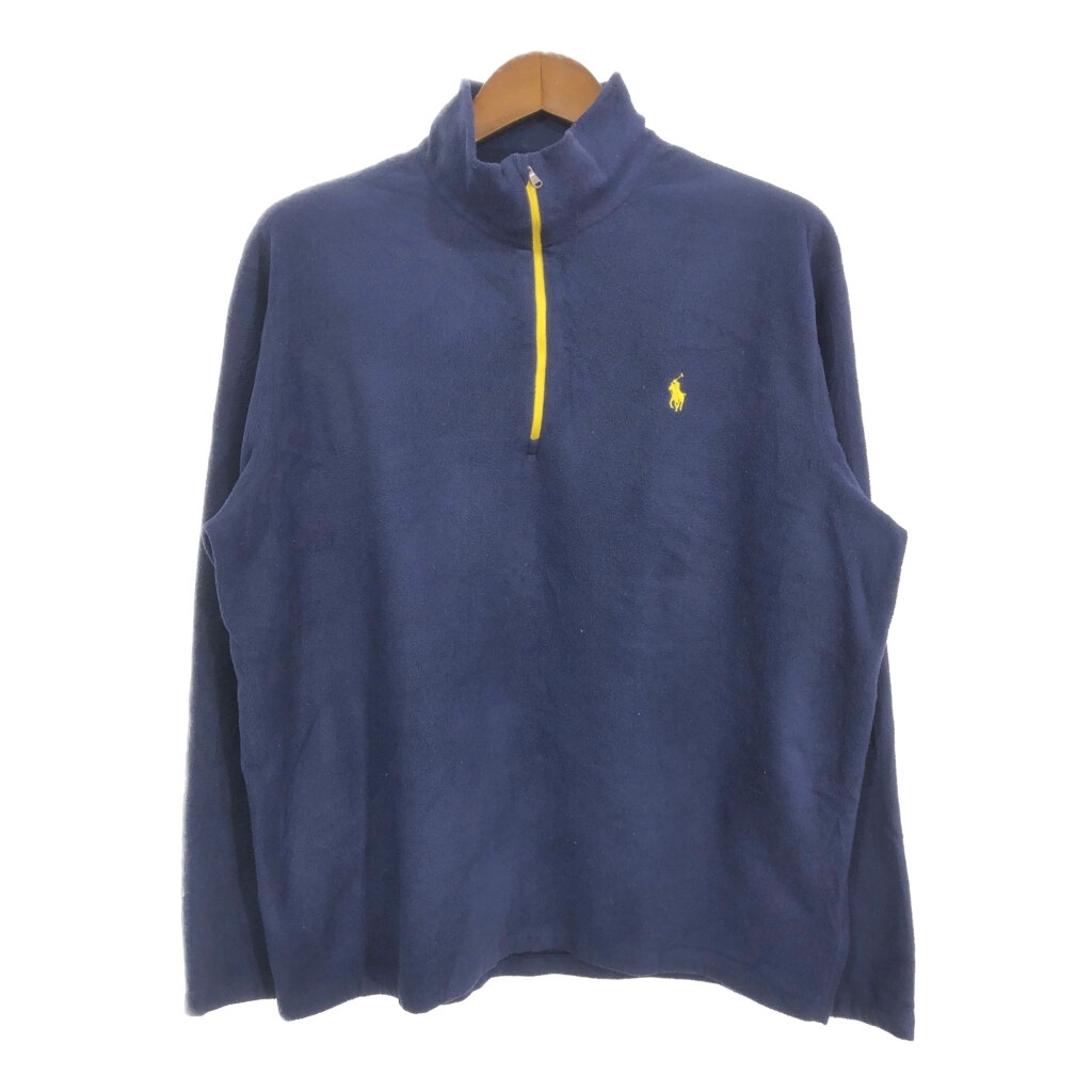 Polo by Ralph Lauren ポロ ラルフローレン ハーフジップ フリースジャケット 大きいサイズ ネイビー (メンズ XXL) 中古 古着 S9420拍卖
