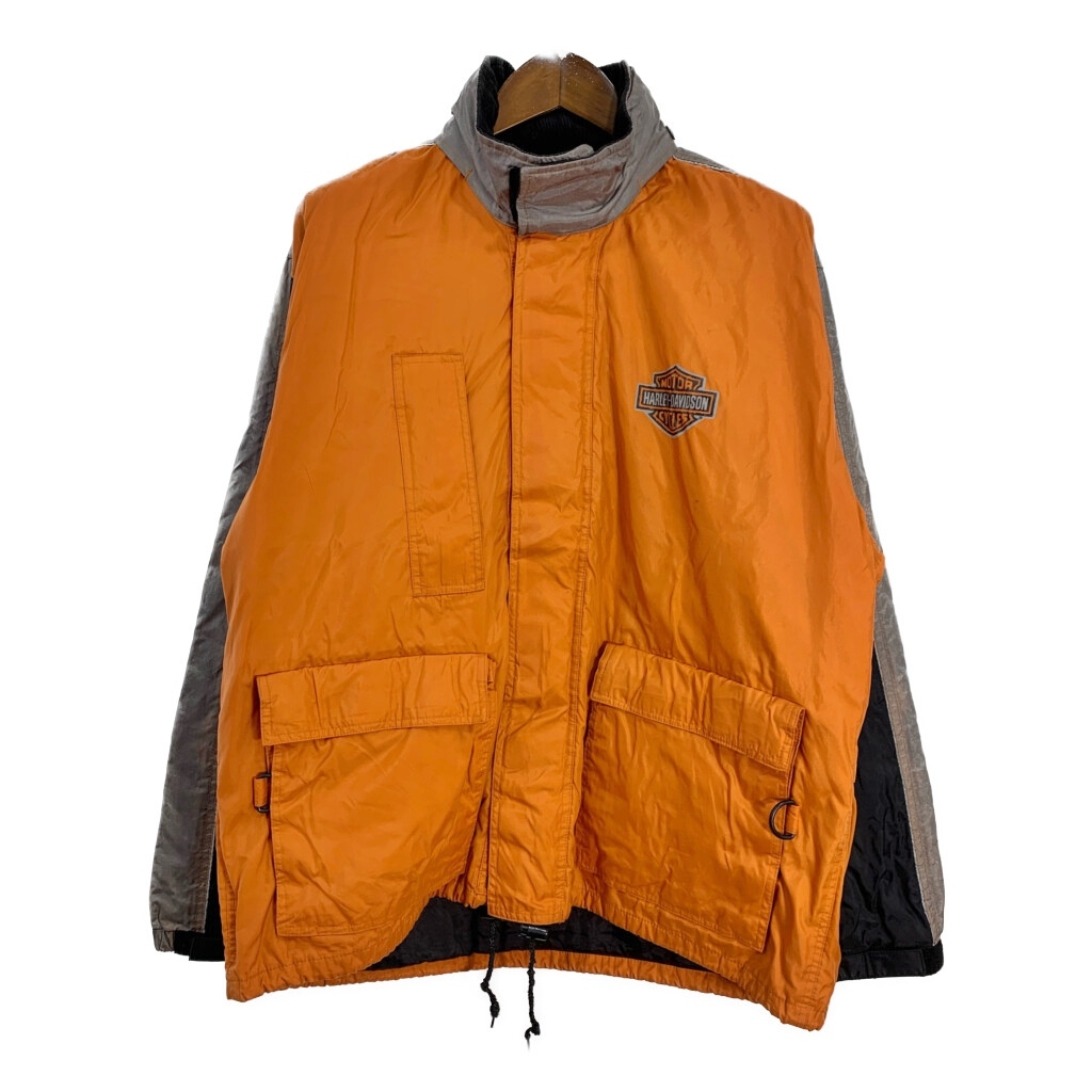 HARLEY DAVIDSON ハーレーダビッドソン ナイロンジャケット バイクウェア モーターサイクル オレンジ (メンズ M) 中古 古着 T1901拍卖
