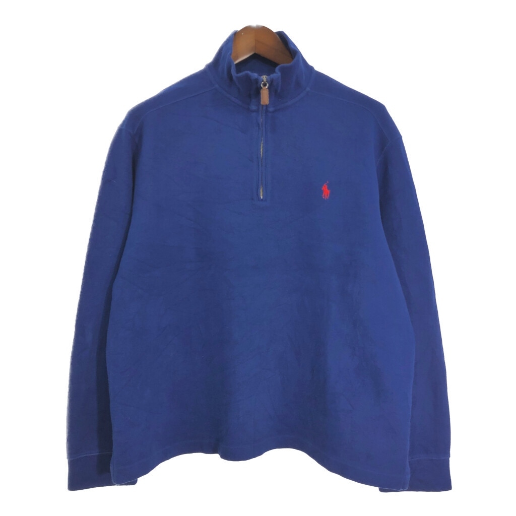 Polo by Ralph Lauren ポロ ラルフローレン ハーフジップ コットンセーター ブルー (メンズ XL相当) 中古 古着 T2085拍卖