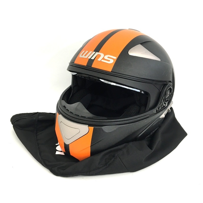 WINS MODIFY システムヘルメット ジャンク 訳あり 返品不可 内装洗濯済 マットブラック/オレンジ ウィンズ バイク用品◇TA1446拍卖