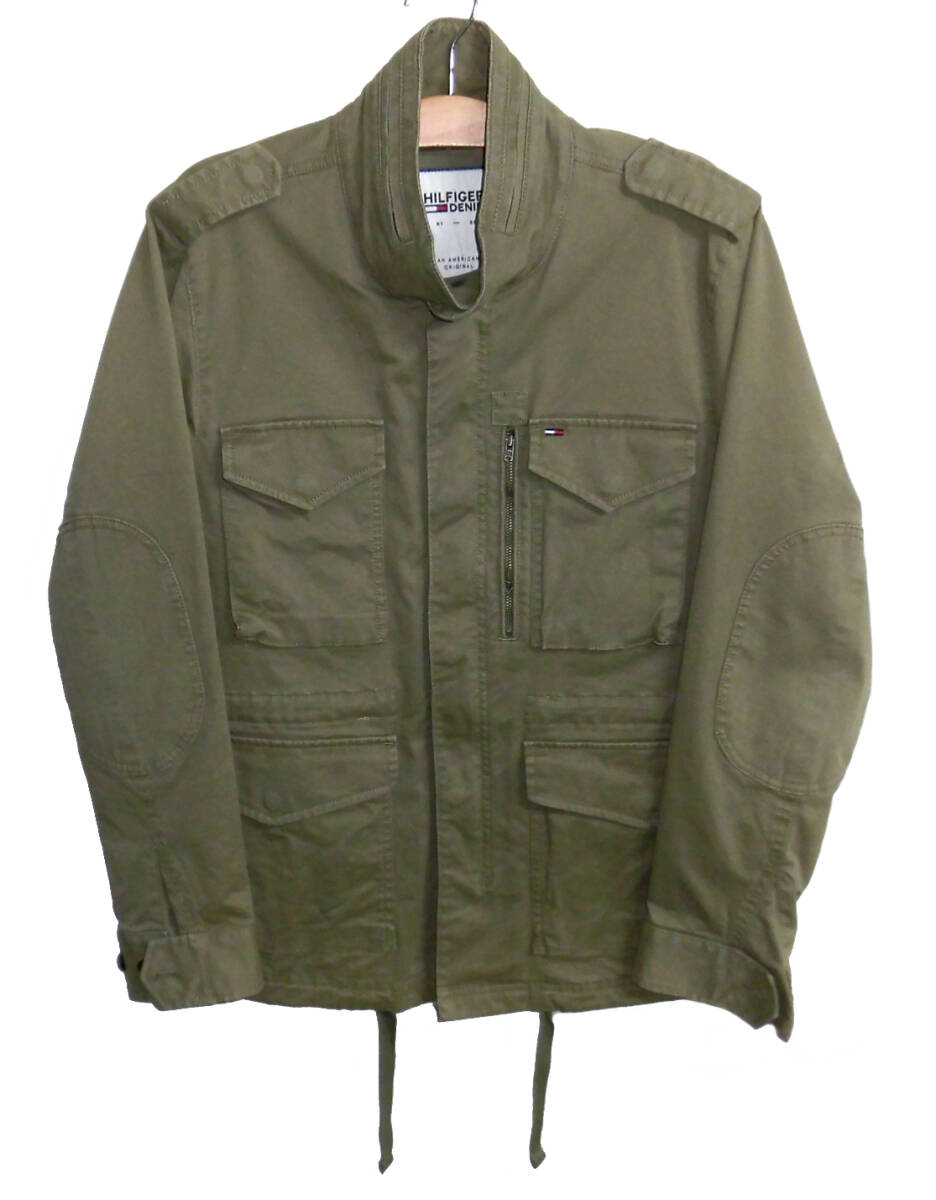 ◆美品 HILFIGER DENIM ヒルフィガーデニム トミーヒルフィガー ウォッシュ加工 M65 ミリタリー フィールドジャケット Lサイズ オリーブ拍卖