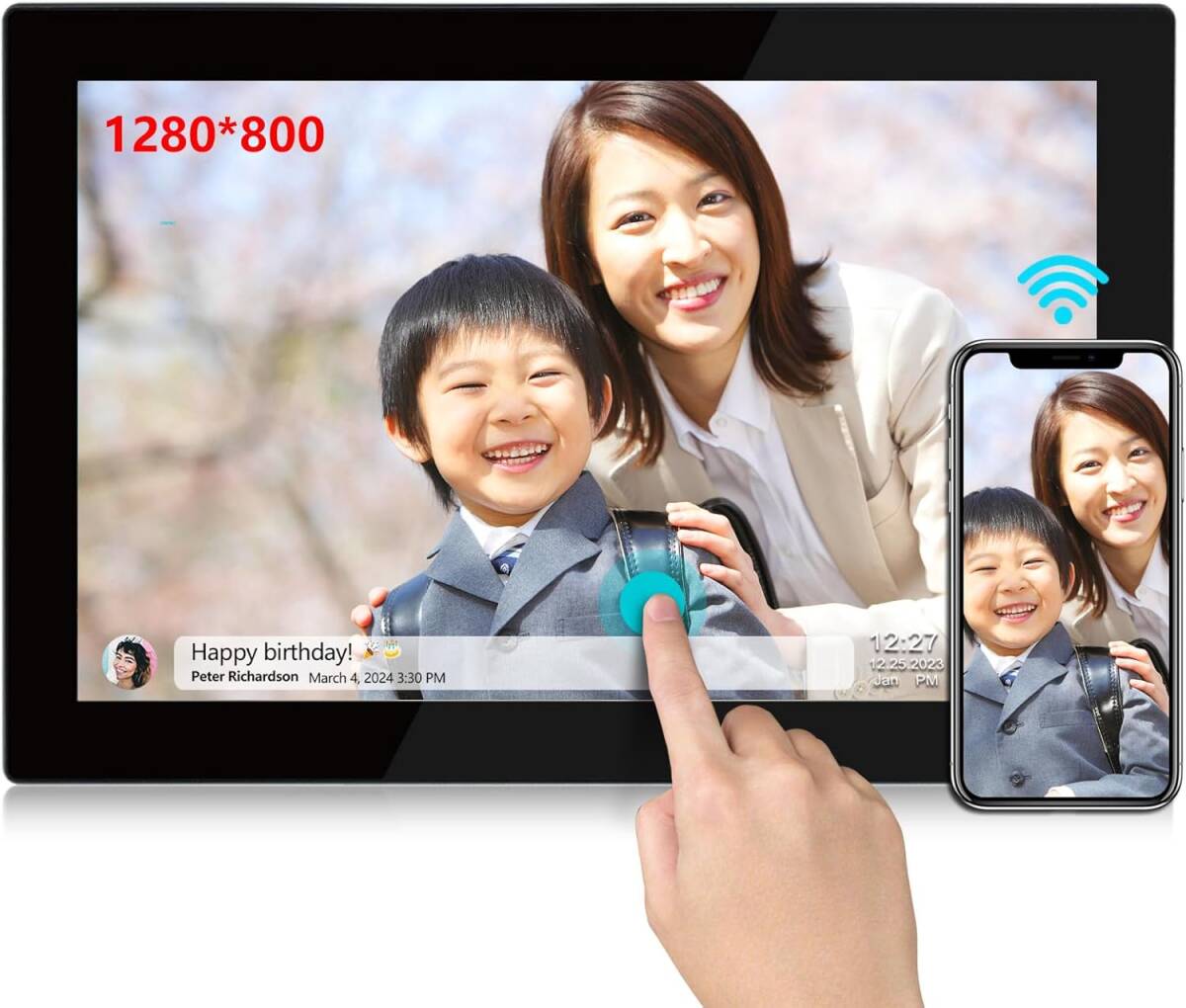 デジタルフォトフレーム|1280x800 IPS HDタッチスクリーン|10.1インチ・WiFi 拍卖