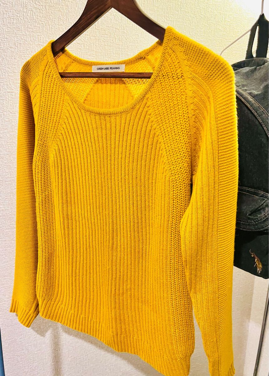 UNITED ARROWS(ユナイテッドアローズ) green label relaxing ウール混 セーター クルーネックニット イエロー マスタード 拍卖