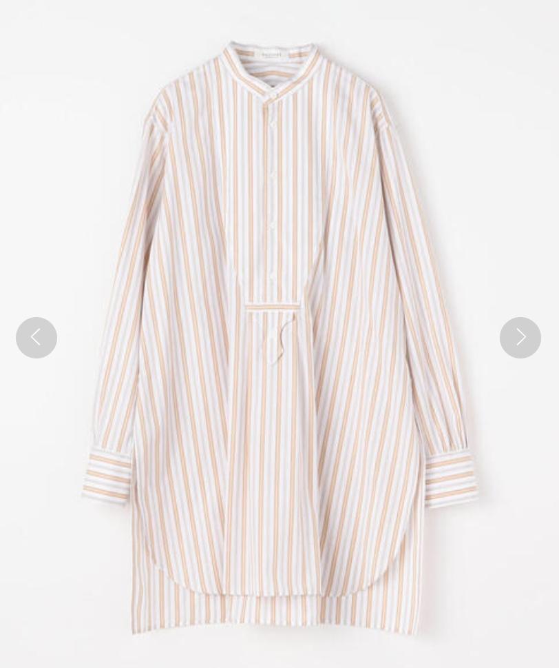 MACPHEE マカフィー ファインコットンブロード バンドカラーチュニックシャツ ストライプ Sサイズ オレンジ系拍卖