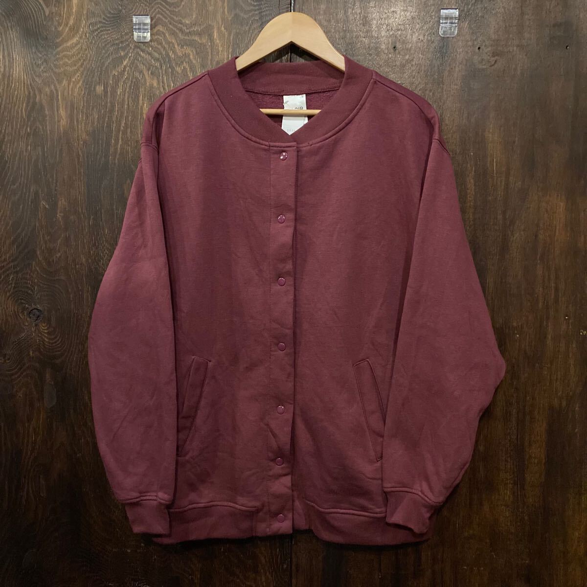 アメリカ古着 BLAIR フルスナップ スウェット カーディガン エンジ PL スウェットカーディガン スウェット拍卖