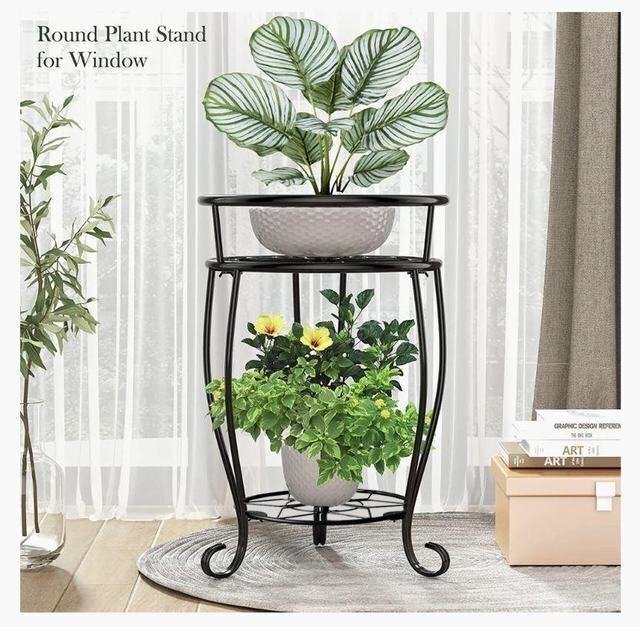 上質フラワースタンド 2段 花台アイアン 観葉植物 台 家装飾 室内 屋外プランタースタンド 植木鉢台 スタンド フラワースタンド 園芸拍卖