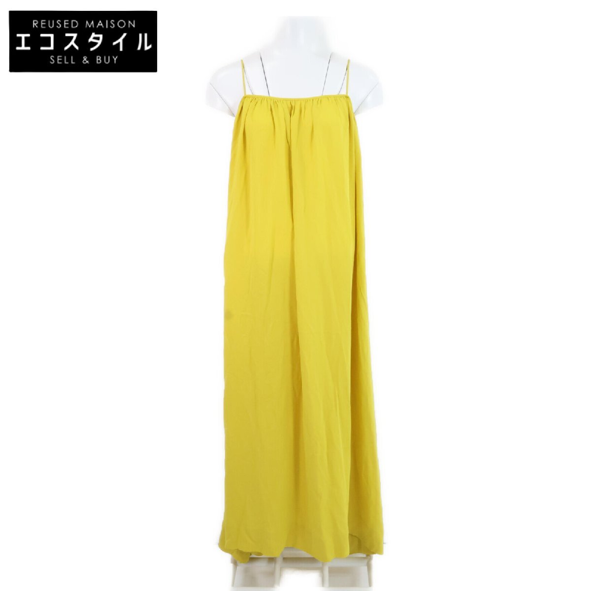 美品/ THE ROW ザ ロウ 4927-W1623 Howard Maxi Dress シルク100% マキシ丈 キャミソール ワンピース XS イエロー レディース拍卖