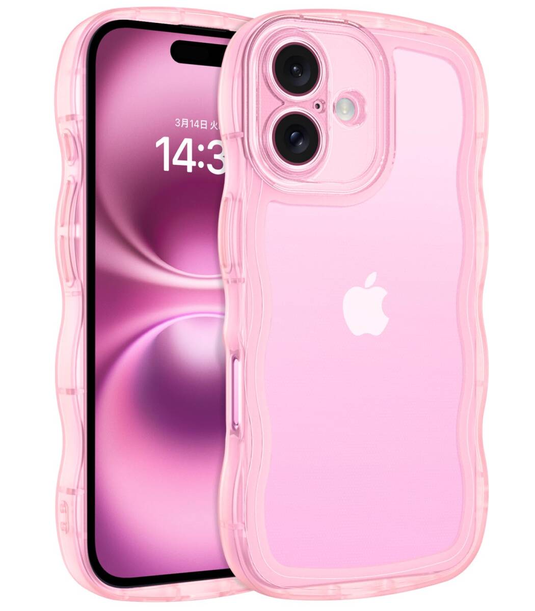 【新着商品】ケース クリア 波型 用 うねうね かわいい 韓国 ソフト 超軽量 iPhone16 耐衝撃 指紋防止 ストラップホー拍卖