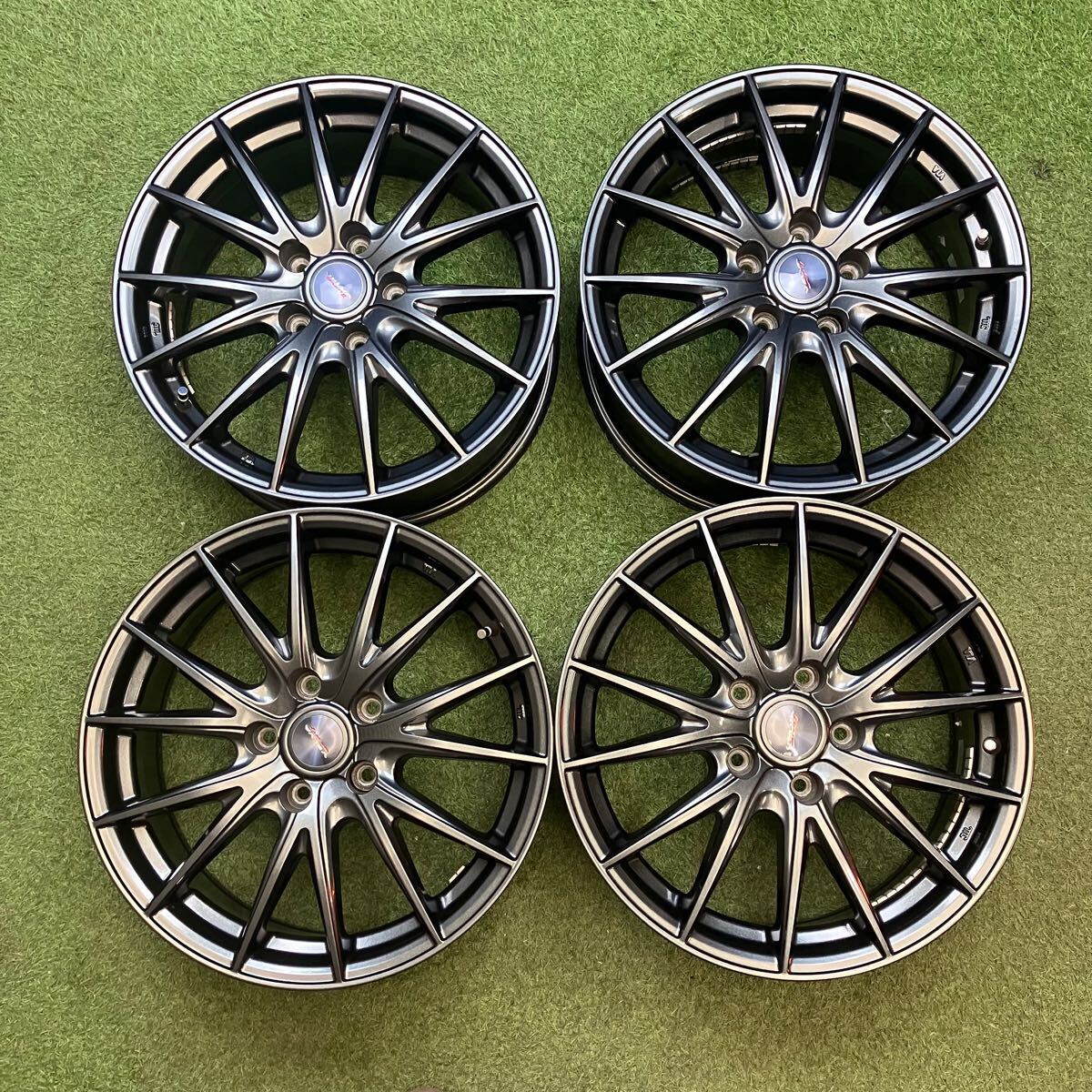 【0678】17インチ 7J Weds VELVA 17×7J ET+48 PCD114.3 5穴 ハブ径73 アルミホイール4本セット拍卖