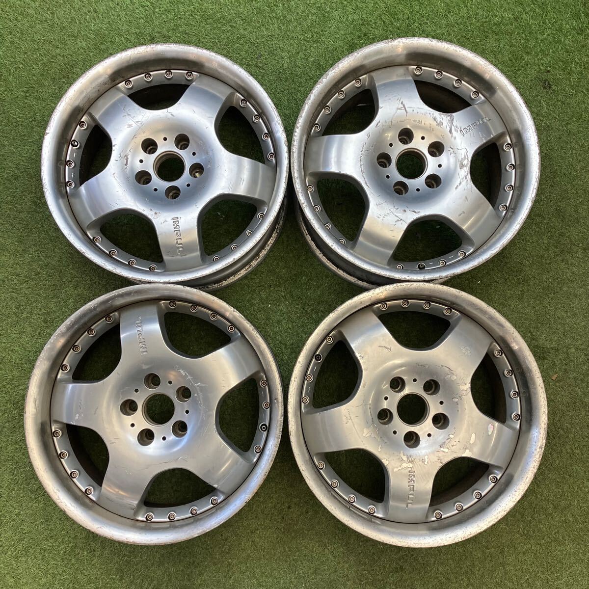 【0690】18インチ 9.5J 8.5J IMPUL インパル 18×9.5J ET+38 /18×8.5J ET+35 PCD114.3 5穴 ハブ径66 中古アルミホイール4本拍卖