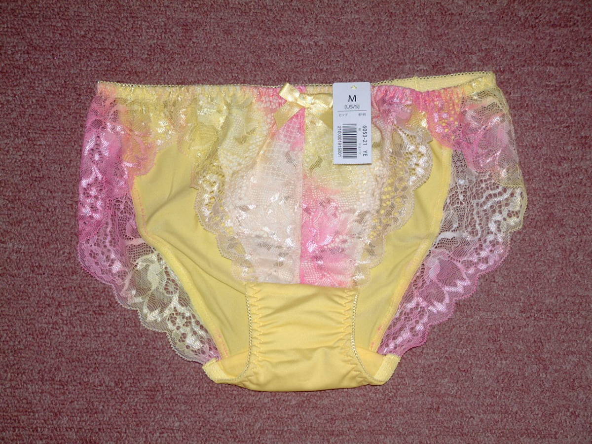 ★送料込み★aimerfeel エメフィール シャイニーグラデ プレーンショーツ 可愛い花柄 ひびきにくい フラワーレース M サイズ 605321 YE拍卖